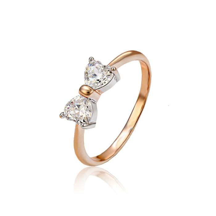 Wholesale High Quality Jewelry Bow Knot Lady Fashion Jewelry Gold Ring Designs CZ Charm Ring