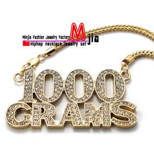 Zinc Alloy Rhinestones Young Jeezy Iced out 1000 Grams Pendant Necklace (MP833)