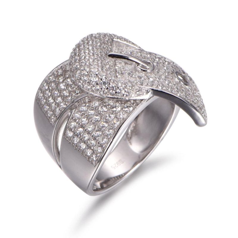 Creative Belt Design 925 Sterling Silver with Fancy CZ Ring