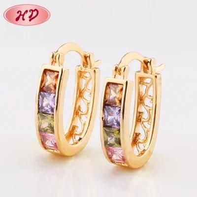 Fashion 18K Gold Plated Hoop Huggie CZ Earrings