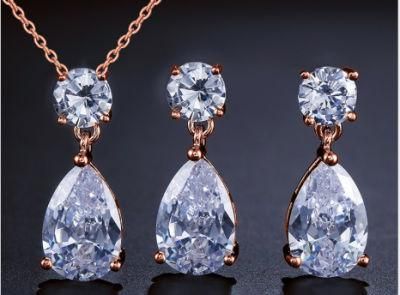 Women&prime;s CZ Pendant Necklace CZ Teardrop Jewelry Set Fashion CZ Necklace Fashion Jewelry Fashion Pendant Gift Necklace Set Bridal CZ Jewelry Set