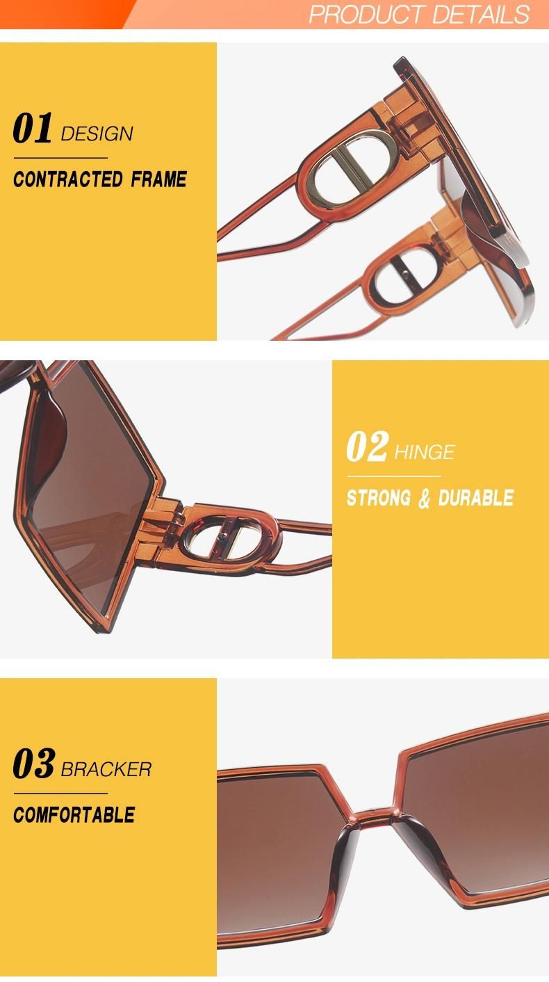 Large Frame Sunglasses with Hollow Temples and Bright Black Cross-Border Aliexpress Glasses