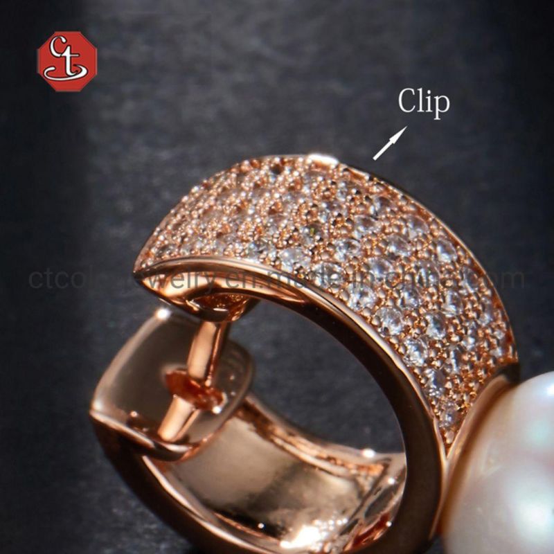 Fashion Silver Jewelry Luxury Wedding pearl Earrings Engagement Earrings for Women