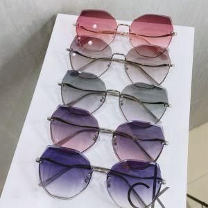 Ladies Fashion Sunglasses, Color Lens Metal Rimless Sun Glass