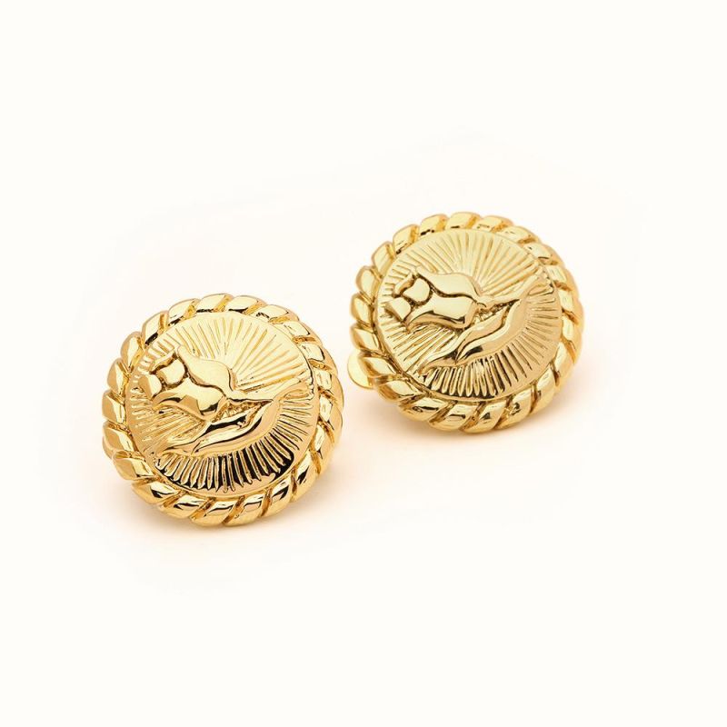 Brass Earrings Rose Design with Ear of Wheat