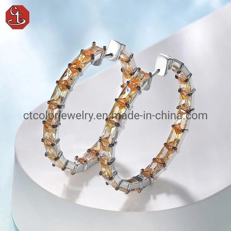 Simple style white plain silver rhombic jewelry earrings for sweet cool girl
