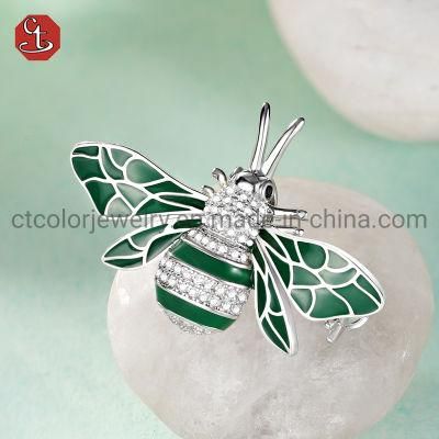 Luxury Elegant Fashion Custom Jewellery 925 Sterling Silver Animal Shaped Necklaces Enamel Bee Pendants for Women
