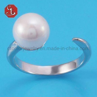 925 Sterling Silver Fashion Women Natural Pearl Opening Rings Wonderful Gift for Wedding Party Jewelry