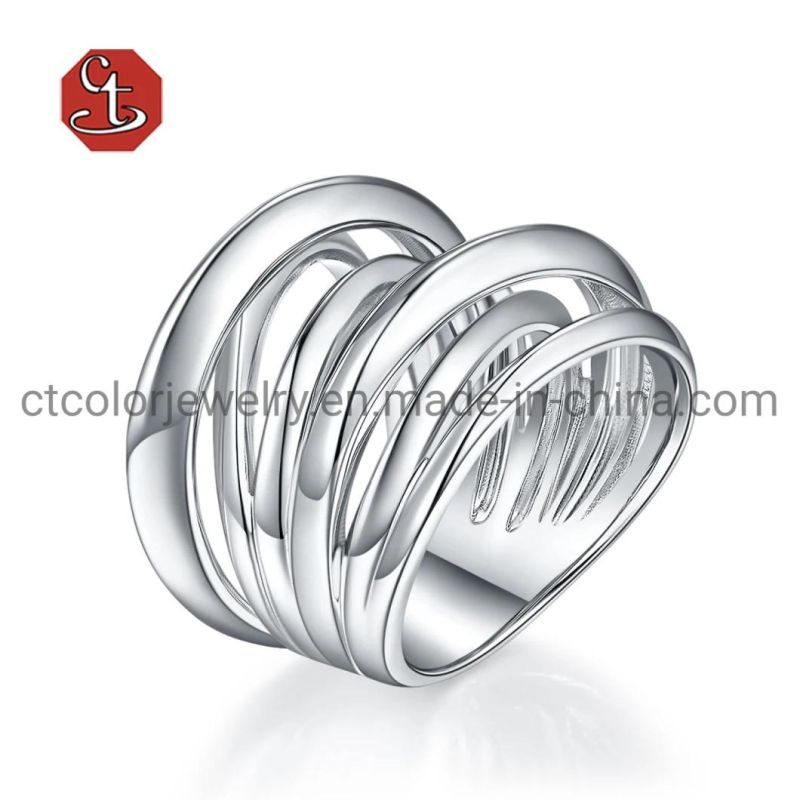 Fashion Stylish Silver Jewelry High Quality Cubic Zircon Rings for Female Party