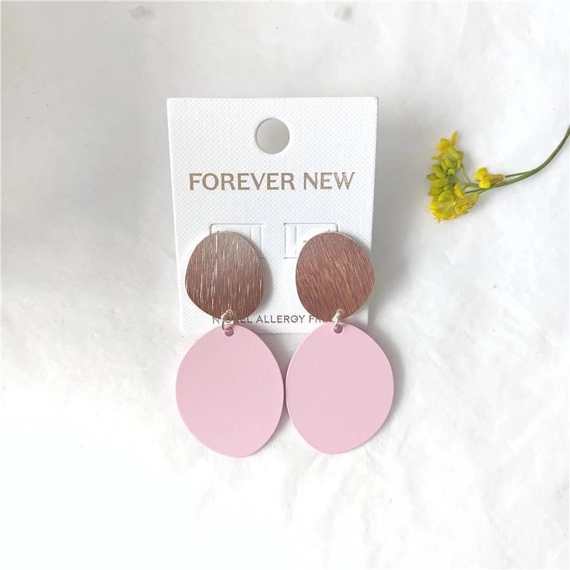 European Vintage Geometry Olympia Coated Organic Disc Drop Earring for Women Lady