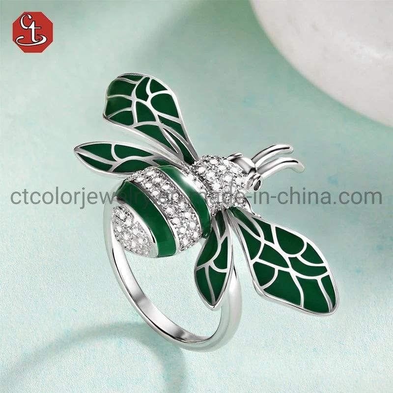 Fashion Jewelry Enamel Bee Earring Omega 925 Silver Earrings for Women Girls