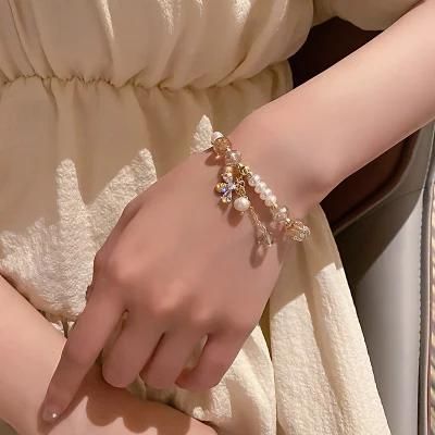 Fashion Trendy Adjustable Crystal Pearl Bee Bracelet Jewelry