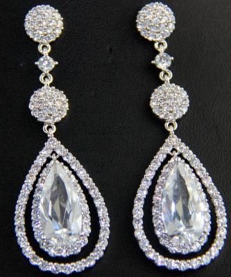 Wedding Pear CZ Earring Jewelry, Bridal Earring Jewelry, CZ Earring Jewelry