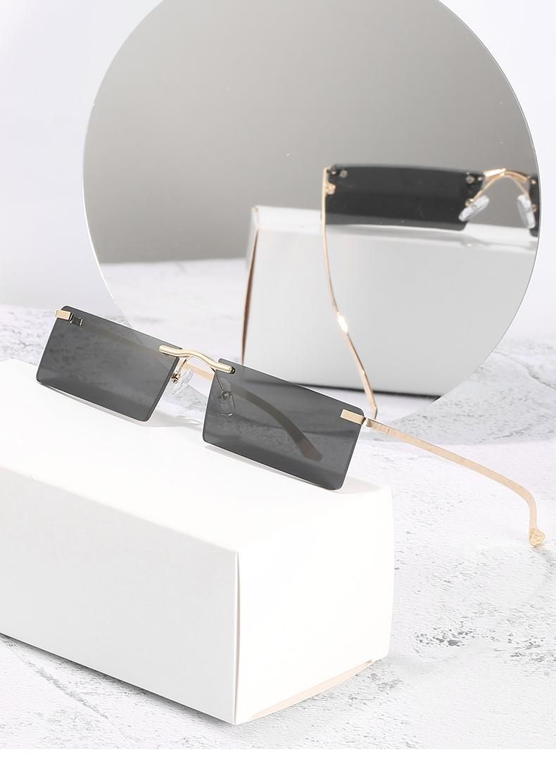 Rectangular Sunglasses Small Lens Rimless Sunglasses