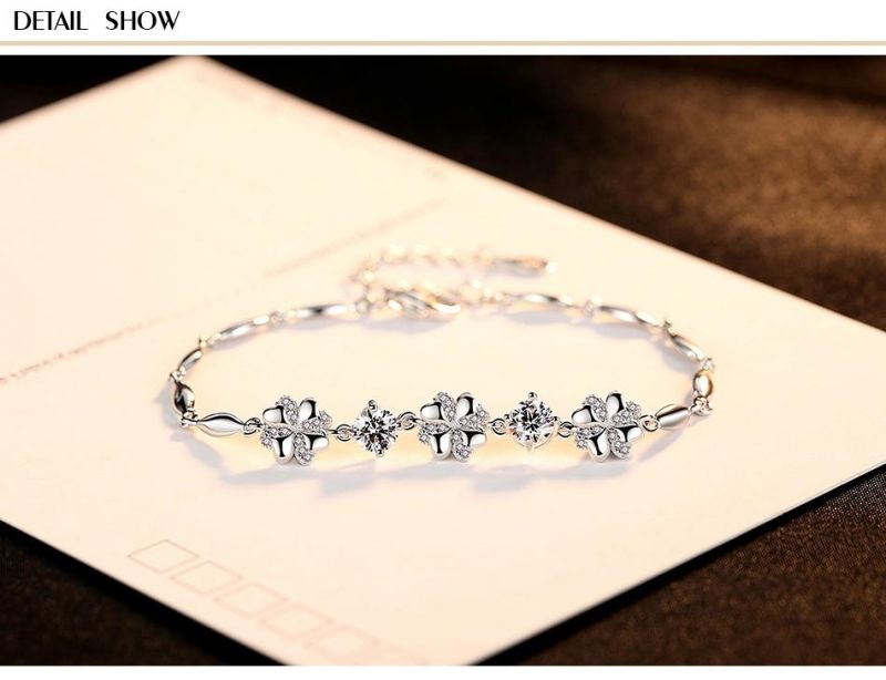 Gift Fashion Bangle Jewelry Zircon Flower Charm Bracelet