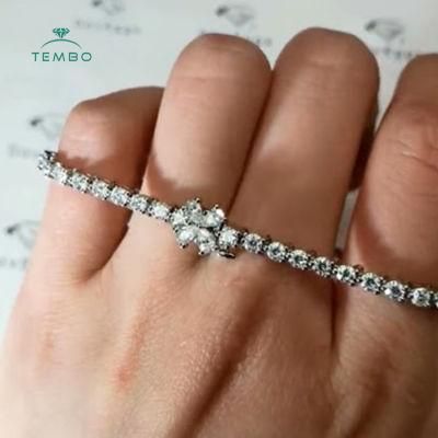 Tembohigh End Custom Christmas Jewelry Gift 14K White Gold Bezel Set Hpht Lab Grown Diamond Bracelet