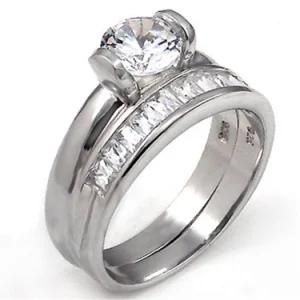 Fashion 925 Sterling Silver White Sapphire Ring Set for Women