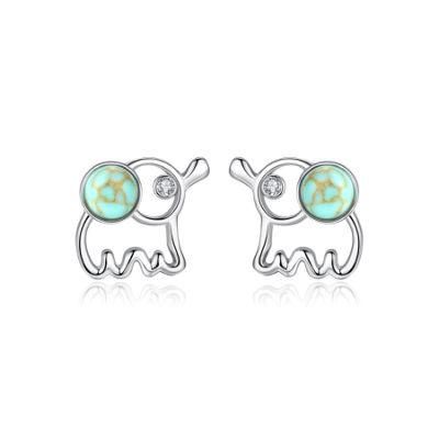 Fashion Jewelry Lovely Elephant Clip Earring Stud with Emerald Stones