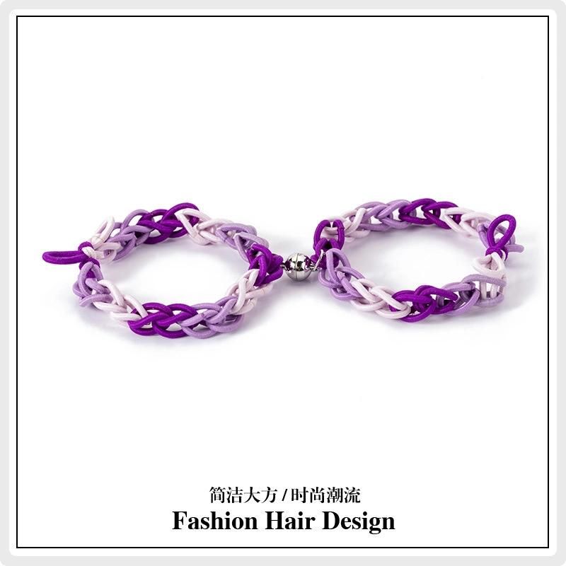 Fashion Jewelry Couple Rainbow Small Leather Band Bracelet Hair Rope