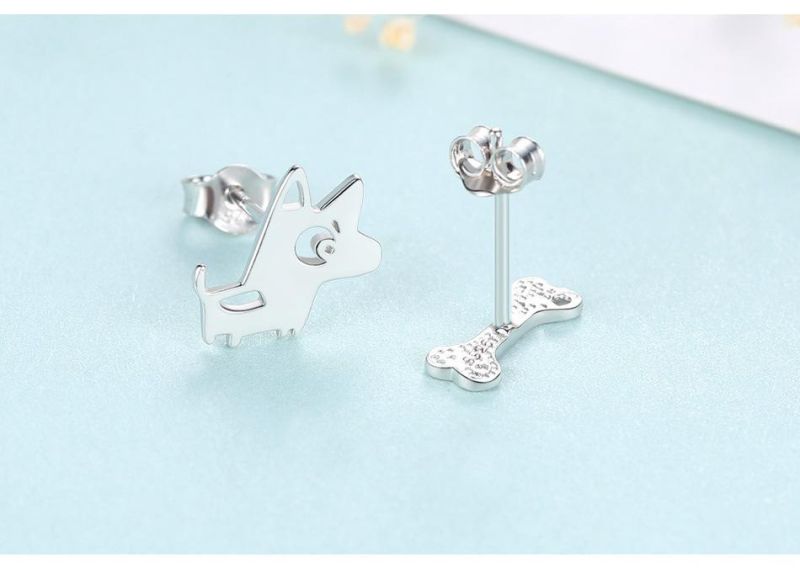 Jewelry Irregular Earring Stud in Dog and Bone Shape
