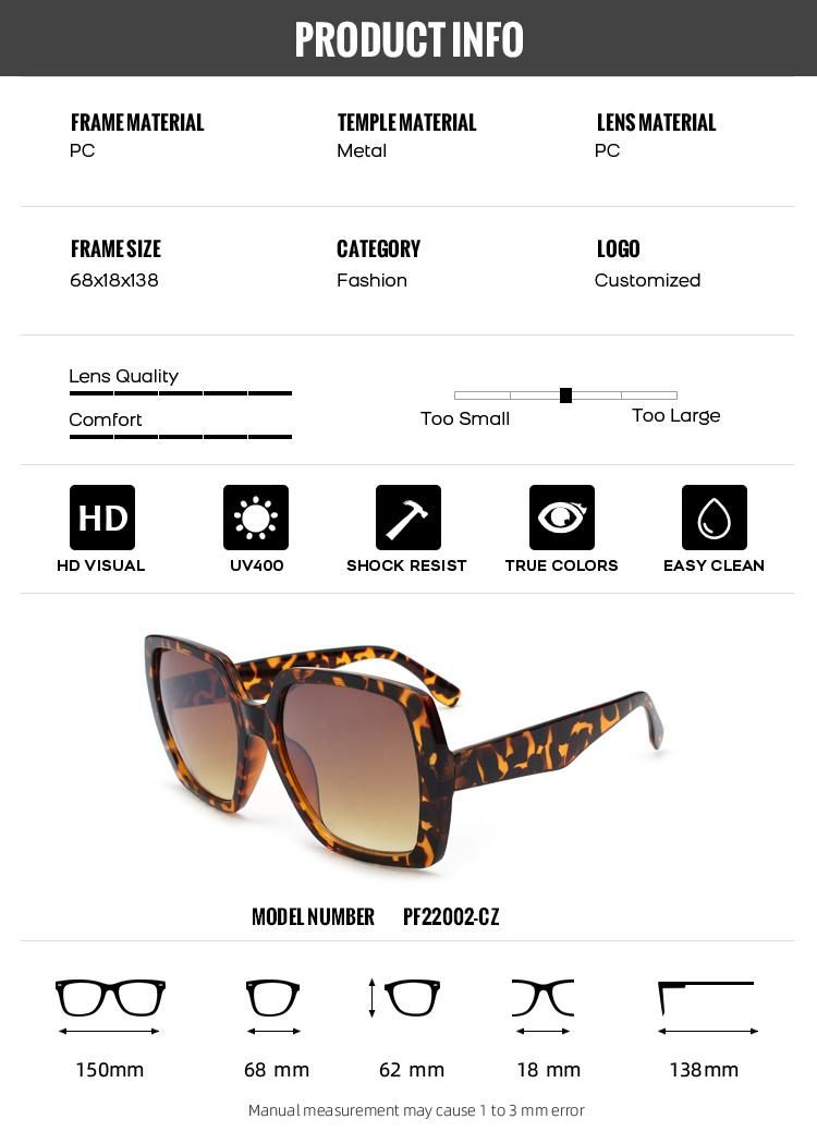 2022 Big Frame Women Fashion Sunglasses UV400 Polarized