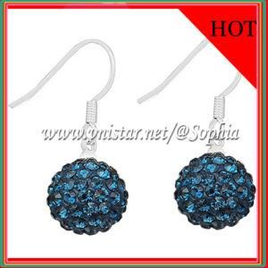 Fashion Peacock Blue Disco Ball Earrings