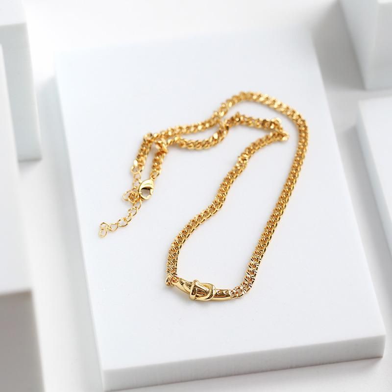 Fashion Simple Gold Buckle Necklace Jewelry