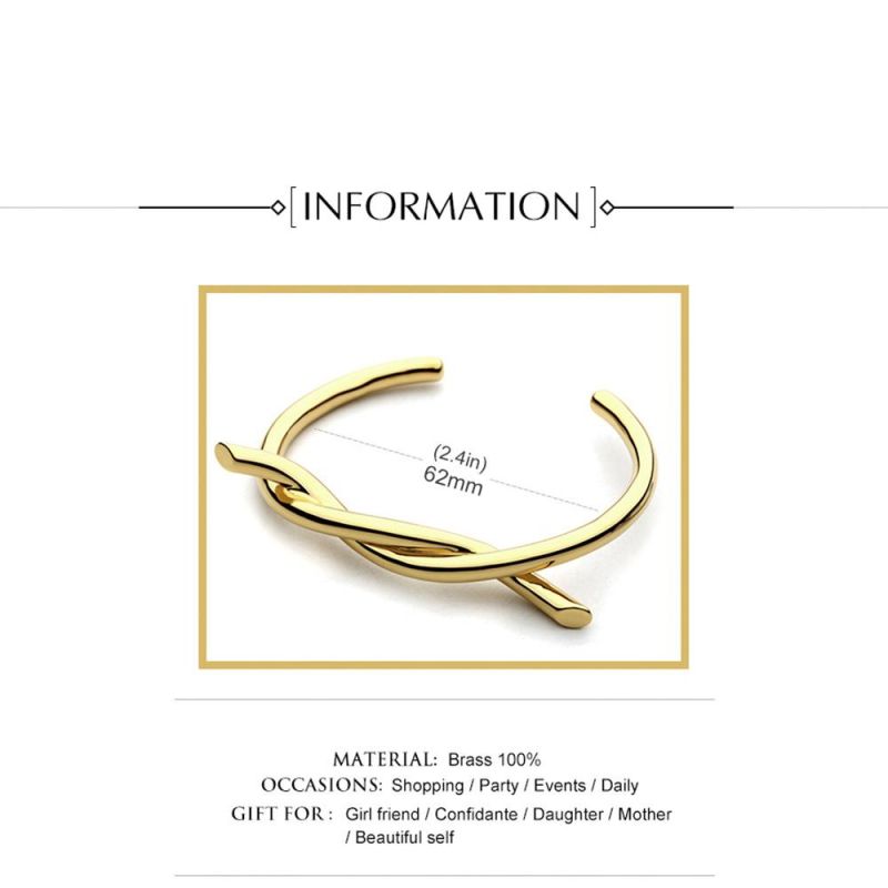 Women Fashion 100% Brass Knot Bangle Cuff Bracelet
