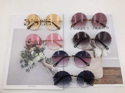 Wholesale Fashion Retro Square Metal Fashion Punk Women&prime;s Blue Sunglasses Black Cut Edge Frameless Sun Glasses 2021