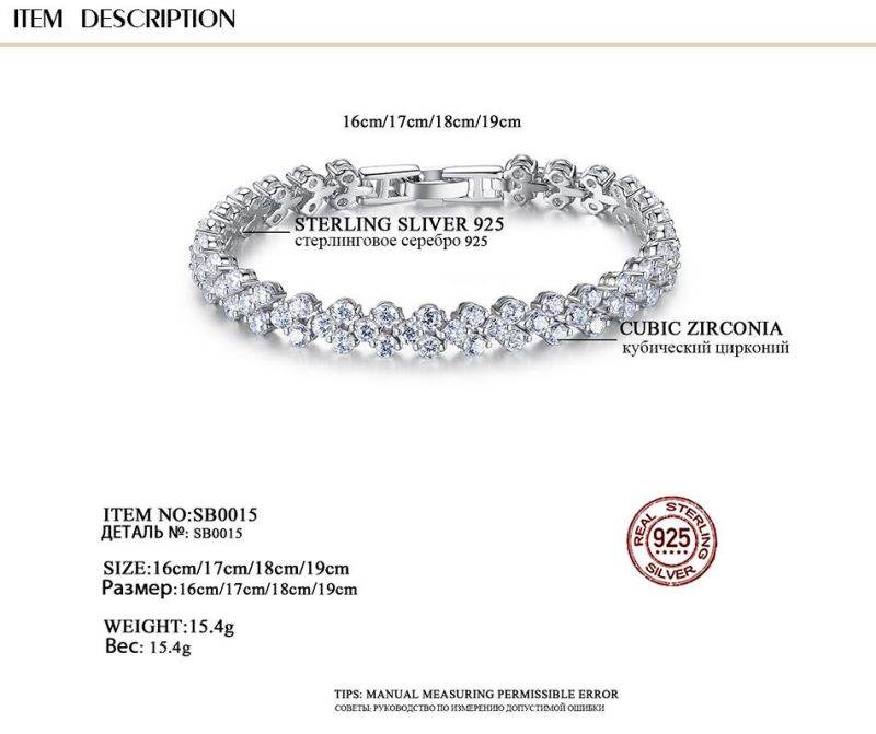 Luxury Jewelry AAA+ Cubic Zircon Bangle Bracelet