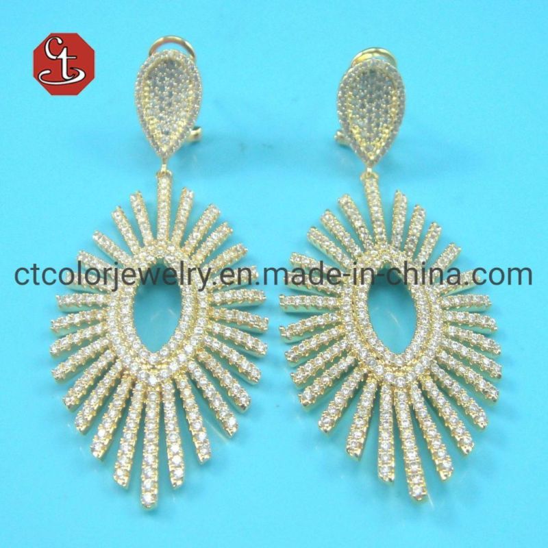 Vintage Big Full Cubic Zirconia Hollow Circle Drop Earrings For Women Statement Earrings Retro Jewelry
