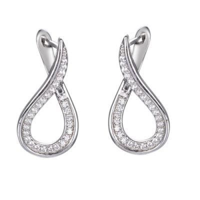 925 Sterling Silver White Gold Plated Love Tie Elegant Earring