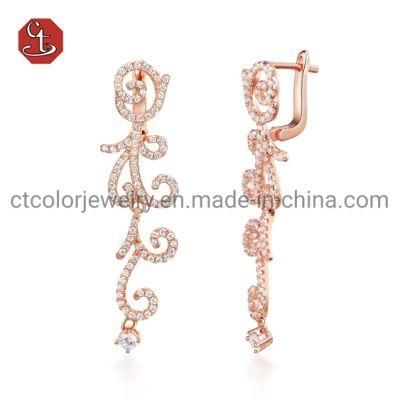 Fashion Jewelry Silver Earring with CZ Copper Earrings