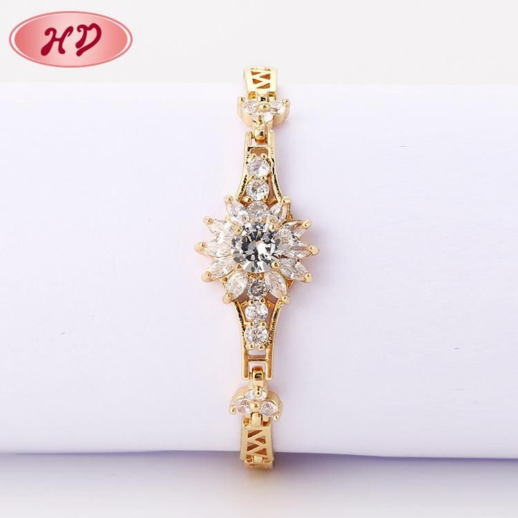 Wholesale New Design 18K Gold Plated Cubic Zircon Bracelet Jewelry