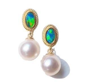 New Design Girl&prime;s Jewelry Blue Opal Baroque Fresh Water Pearl S925 Silver Tassel Drop Earrings
