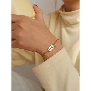 Factory Wholesale Women 14K Gold Stainless Steel Bar Bracelet Luck Bar Birthday Anniversary Bracelet