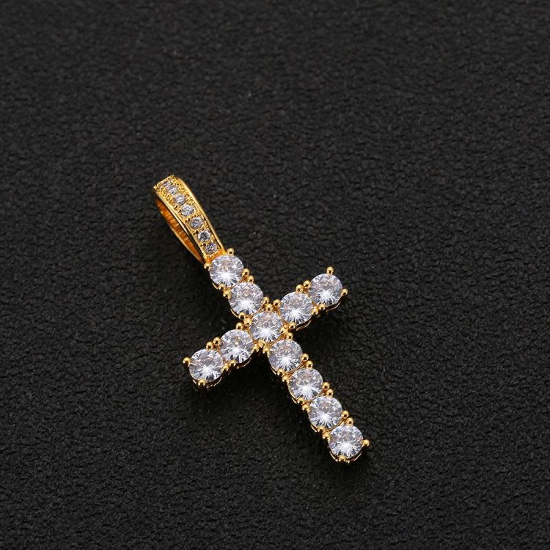 European and American Hip Hop Cross Pendant Necklace Bling