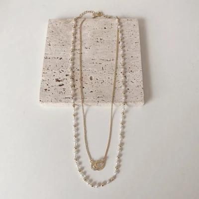 Fashion Pearl Double-Layered Collarbone Chain Necklace Jewelry