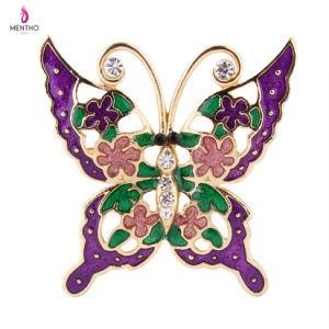 New Simple Inlaid Rhinestone Enamel Butterfly Shape Alloy Brooch