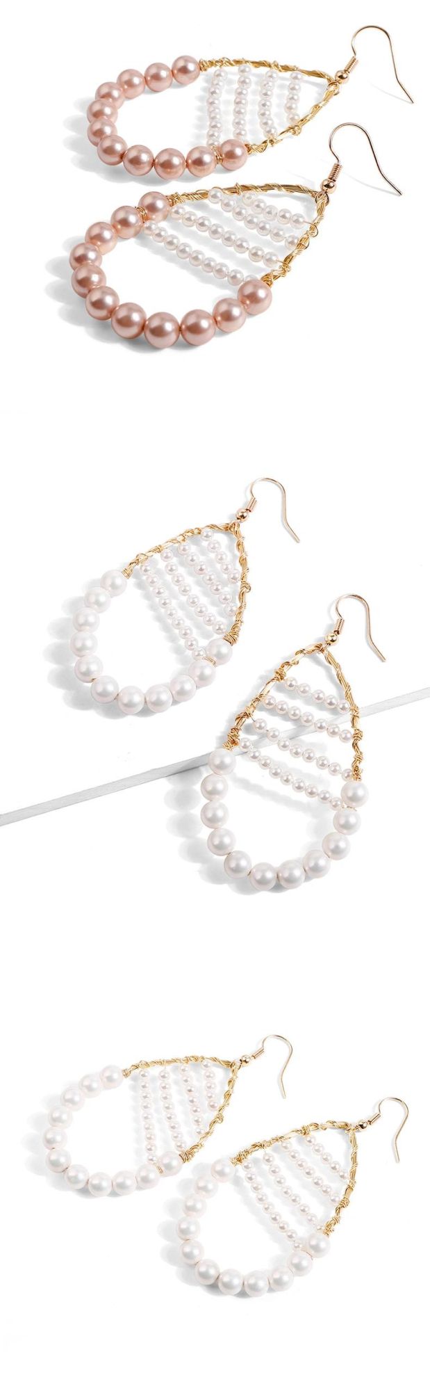 Alloy Oval Fashion Jewelry Antique Pearl Earrings for Women