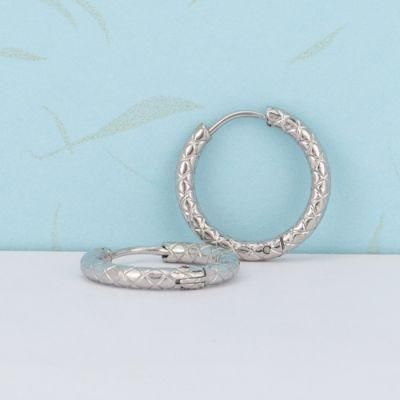 Fashion Dainty Stainless Steel Jewelry Custom Silver Round Circle Hoop Earrings Simple Geometric Big Hoop Earrings Women