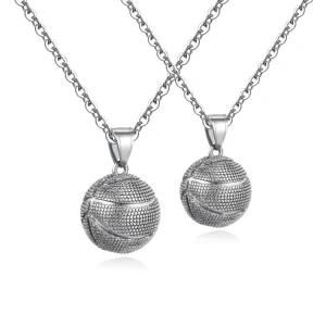 Gold-Plated Stainless Steel Basketball Pendant Necklace