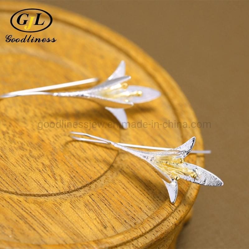 Tanishq Hanging Designer 925 Sterling Silver Flower Earrings for Women