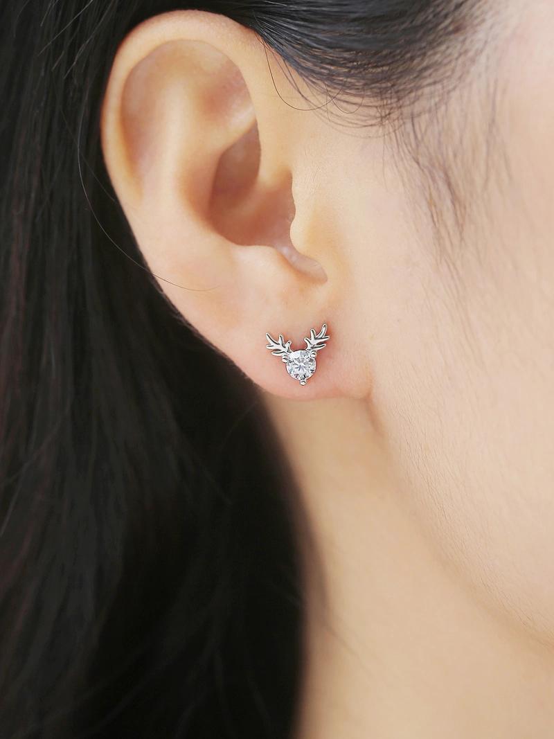 Hot sale 30 points moissanite antler accessories Sterling silver fashion jewelry earrings for girls