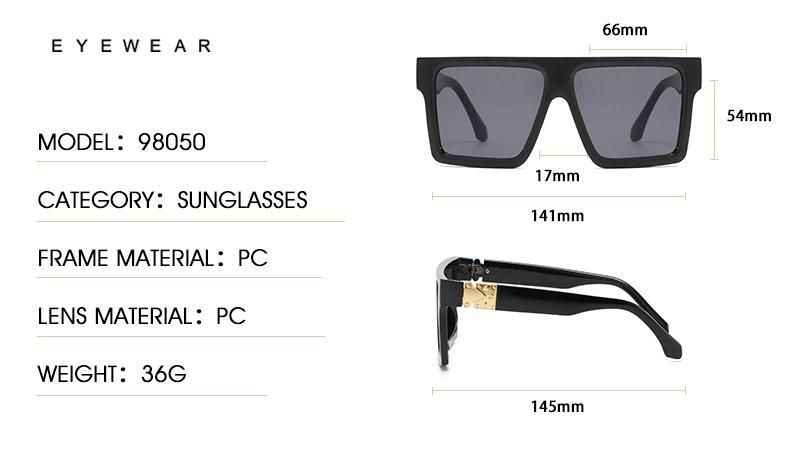 Fashion Sunglasses European and American Big Frame Sunglasses Retro Frame Long Face Sunglasses Women Bright Black Glasses