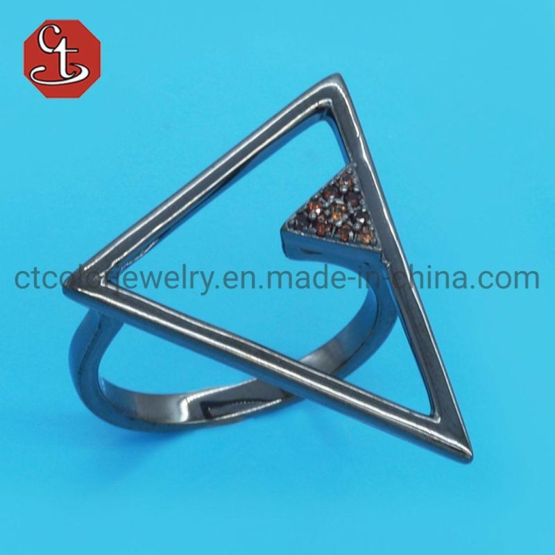 Personalized Triangle CZ Ring Korean Version Exquisite Ruby CZ Metal Silver or Copper Rings Punk Rings