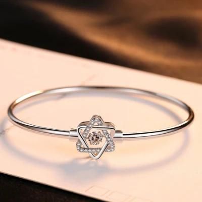 Fashion Six-Pointed Star Zircon Sliver Women and Men Bracelet