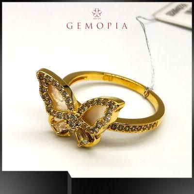 Gold Fashion Womens Finger Ring Gold Plated Lady Rings with Custom Logo
