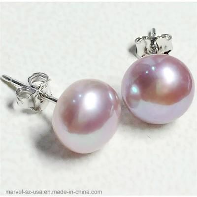 Women Fashion Jewelry Freshwater Pearl 925 Sterling Silver Stud Earrings