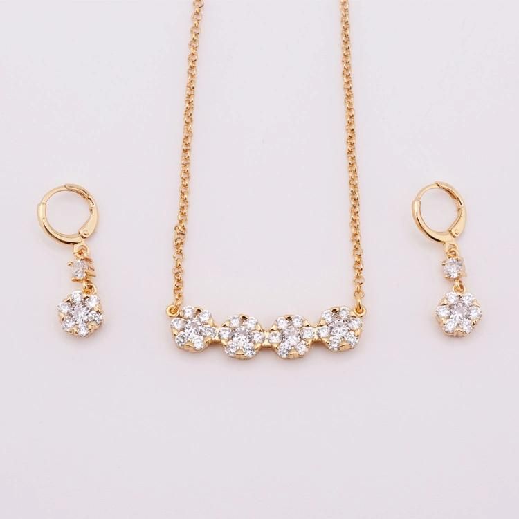 New Design Girls Gift Lady Cubic Zirconia Necklace Earrings Jewelry Set